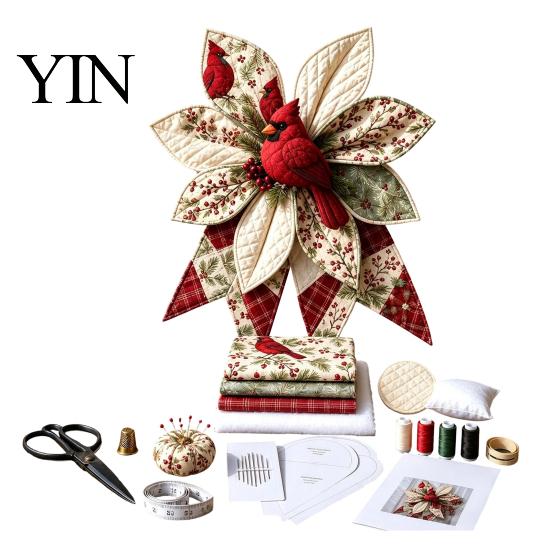 Autumn Seasonal Craft Gift Patchwork Bow Sewing Kit, Large Fabric DIY Sunflower Indoor Wall Hanging Decoration Pumpkin Quilted Kit for Adults,