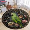 3D Vintage Floral Animals Rugs Butterfly Parrot Fox Printed Round Rug Living Room Bedroom Decor Indoor Floor Mat Rug for Friends