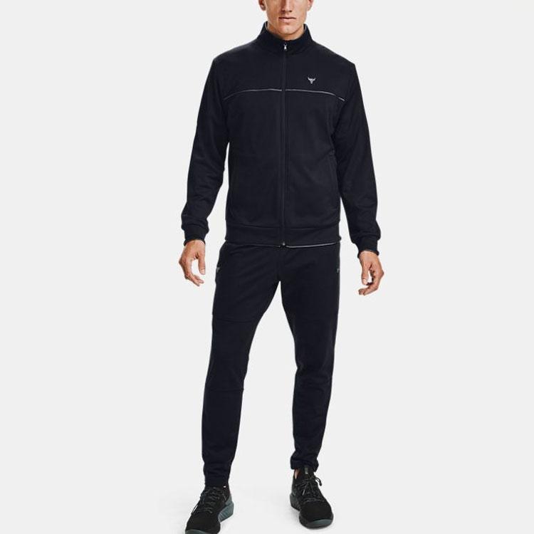 Under Armour Project Rock Colorblock Stand Collar Knit Jacket Men Jackets Black 1357199-001