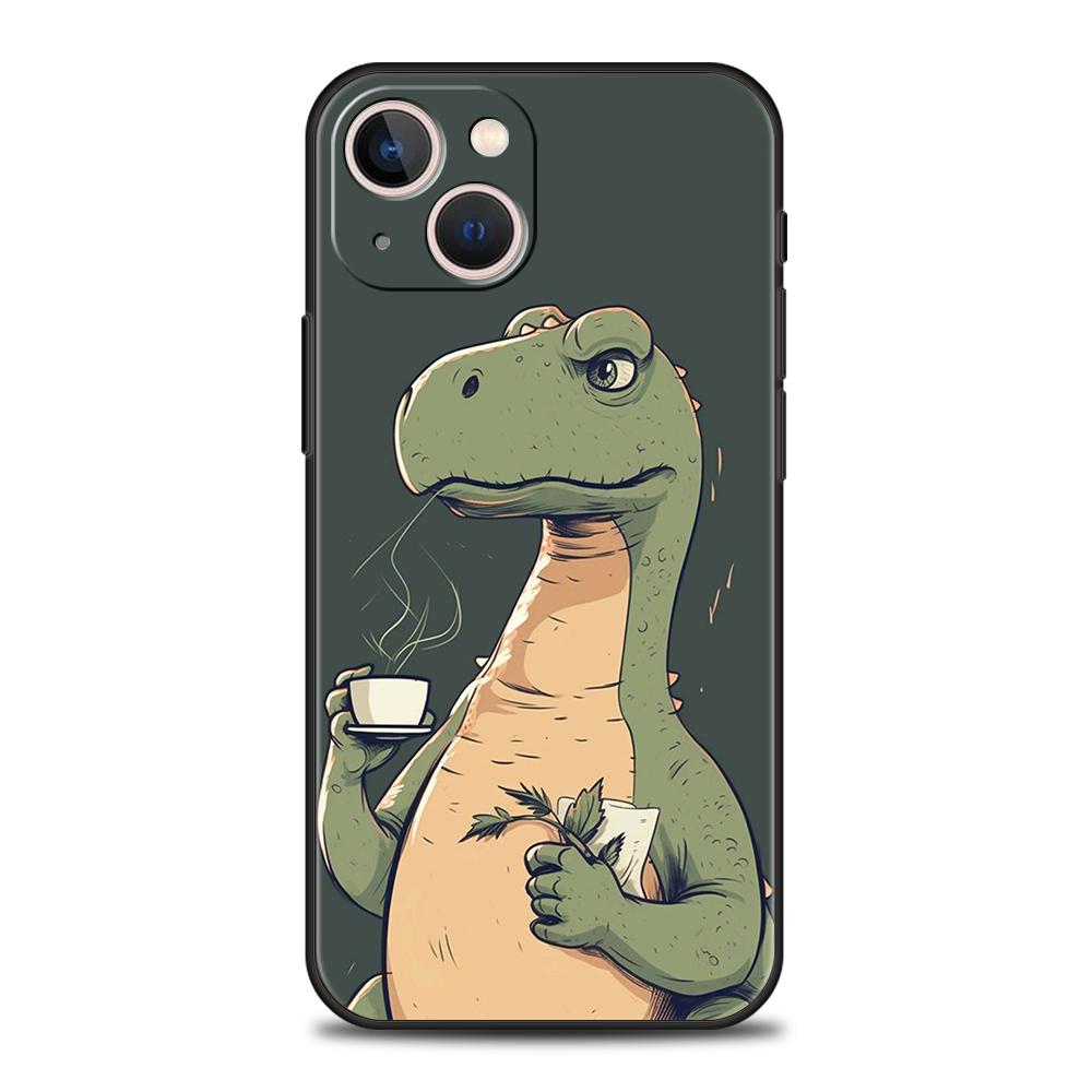 Забавный Милый Мультяшный Чехол-Динозавр для Телефона iPhone 16 15 14 13 12 Pro Max 11 Pro Max 7 8 Plus XS XR Ударопрочный Силиконовый Мягкий Чехол