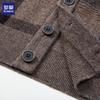 ROMON Мужской кардиган из 100% мериносовой шерсти в клетку, утолщенный
