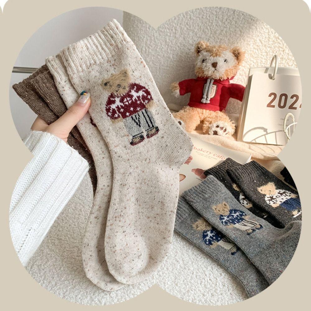 Cartoon Women's Socks Bear Wool Socks Soft Cotton Socks Gifts