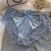French Satin Lace Mid-Waist Sexy Bow Panties - Breathable Polylactic Acid
