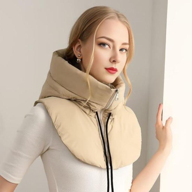 Winter Ultralight Hooded Hats Drawstring Zippper Stand-up Collar Scarf Warm Ring Scarf Balaclava Hat