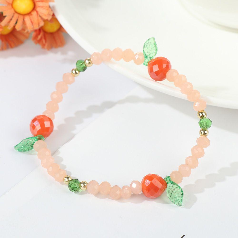 Girl Sweet Gift Bangles Elastic Rope Bracelets Glass Crystal Stone Fruit Crystal Beaded Bracelet