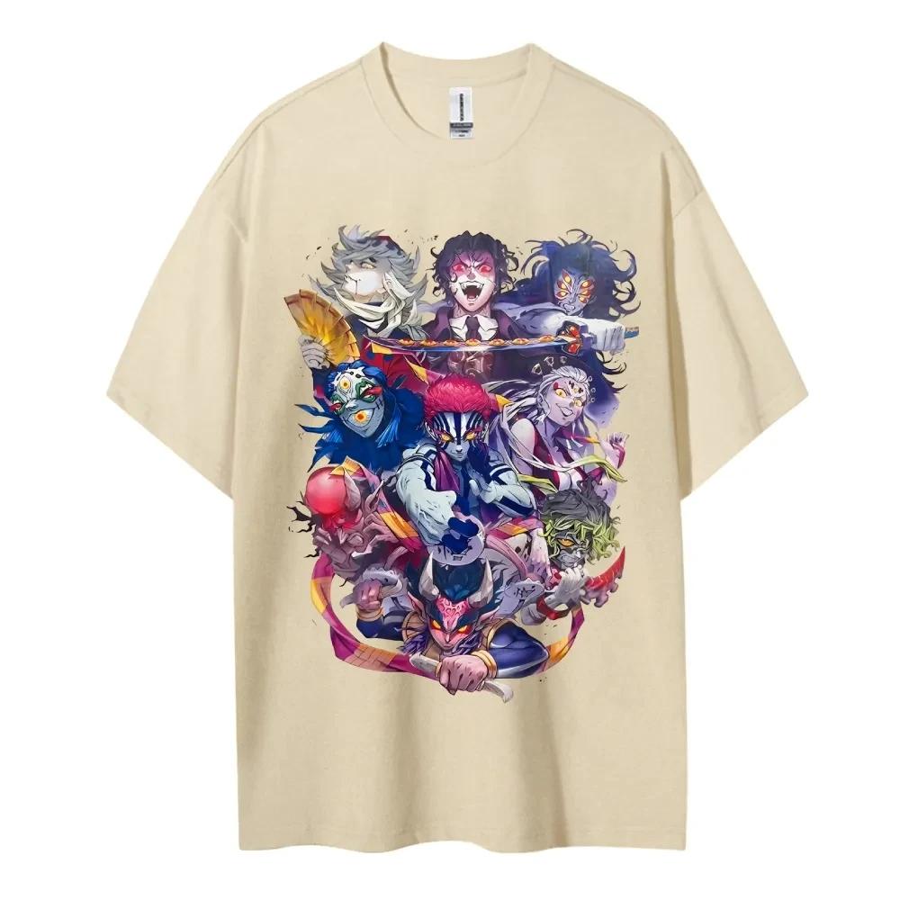 Hot Sale Anime Peripherals Demon Slayer Manga Graphic Print Short-sleeved Men Women Cotton Comfortable Soft  Loose Casual Oversized Top Summer New Tee