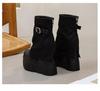 Women's 14cm Platform Martin Boots 2025: Trendy Mid-Calf Buckle Boots for Autumn/Winter