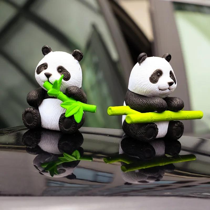 Новый интересный автомобильный орнамент, милая фигурка маленькой панды, украшение для приборной панели центральной консоли автомобиля, микропейзаж, аксессуары своими руками