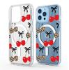 Bowknot Leopard Print Magnetic Peach Phone Case for iPhone 15/16/17 Pro Max - Full Coverage Transparent Design