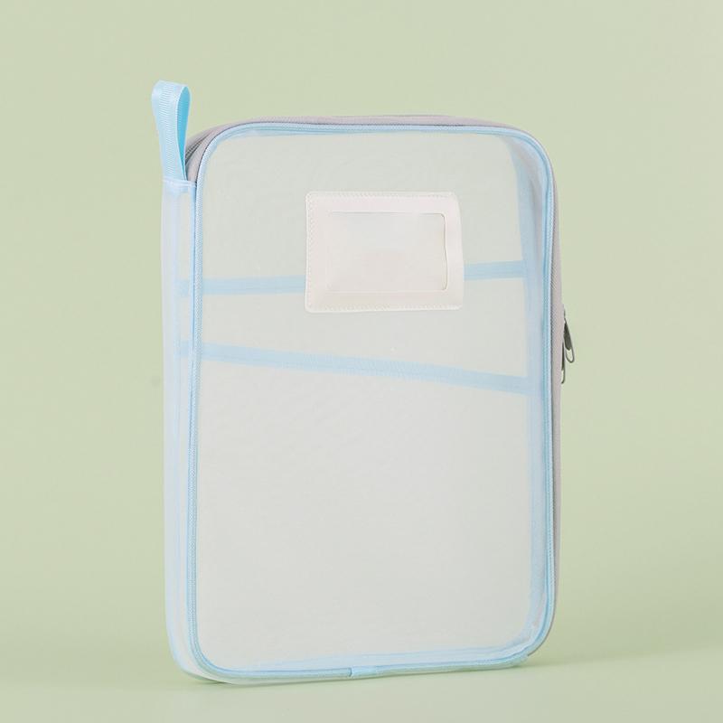 A4 Stationery Storage Bag Double-layer Mesh Zipper Bag Large Capacity Organizer Folders School Office Supplies Stationary Bag