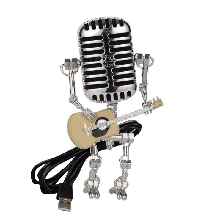 Настольная лампа в стиле ретро-робота, настольная лампа, винтажный микрофон-робот в стиле стимпанк, украшения для настольной лампы