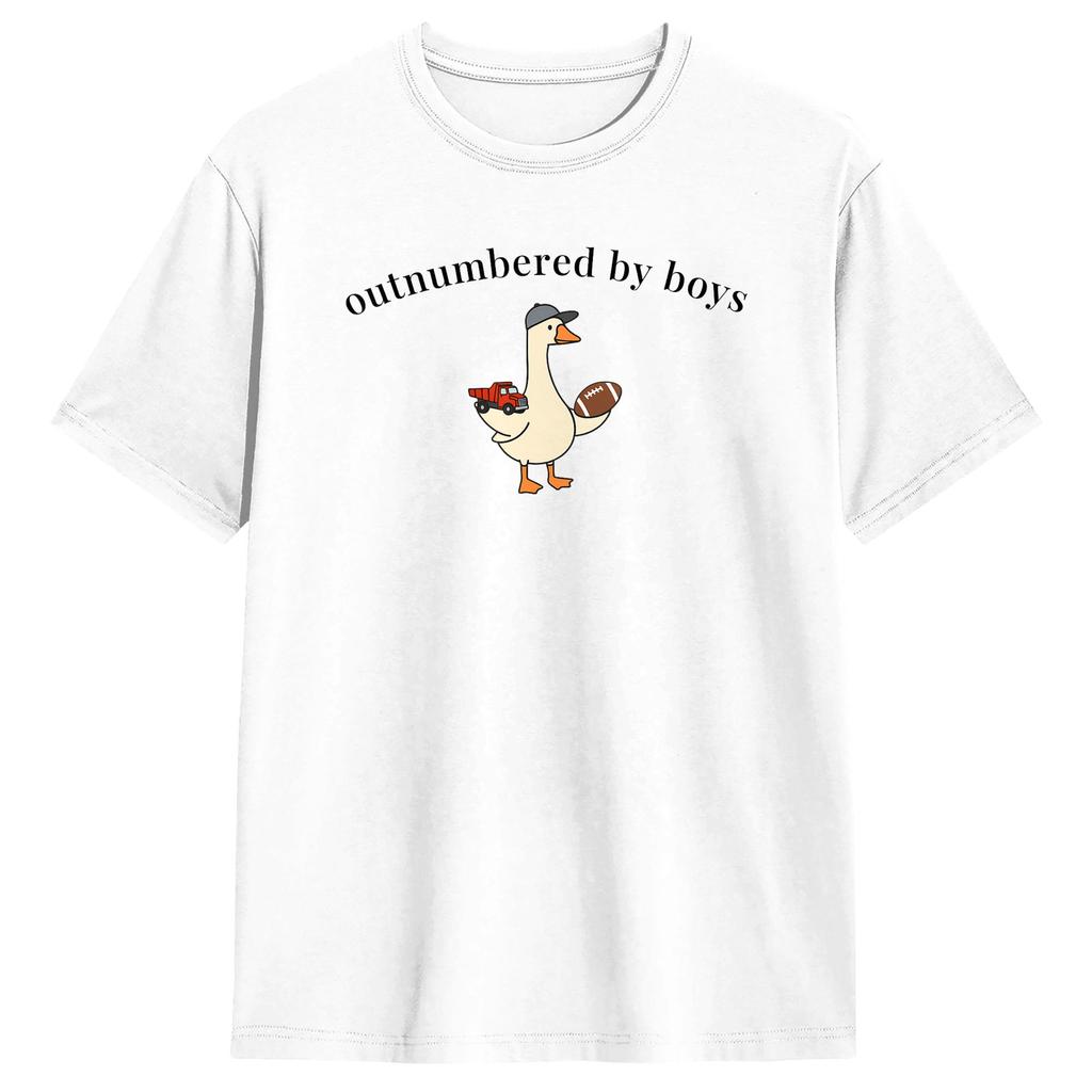 Outnumbered By Boys Funny Mom Goose Soccer Tshirt Beach Trending Tshirts Cotton Oneck Plus Size 5xl Top Tees Shortsleeved