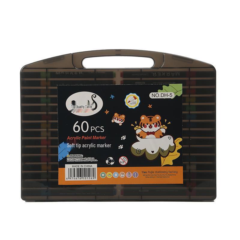 Top Tiger Acrylic Brush Marker Set for Kids - Soft Tip, Overlapping Colors, Little Black Box