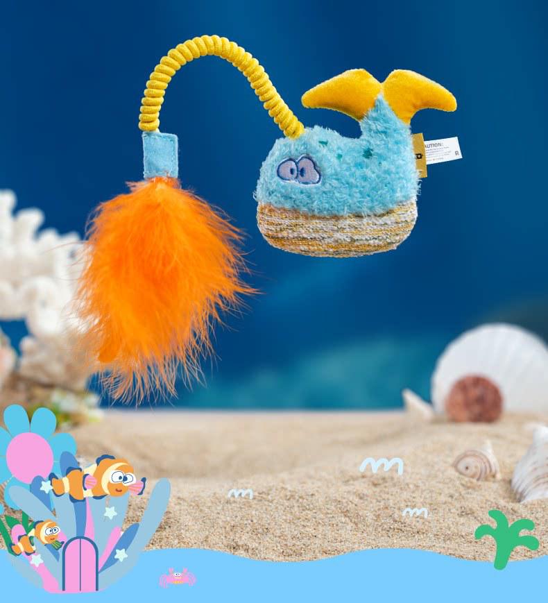 PETSVILLE Interactive Catnip Feather Toy with Sea Scenery Plush