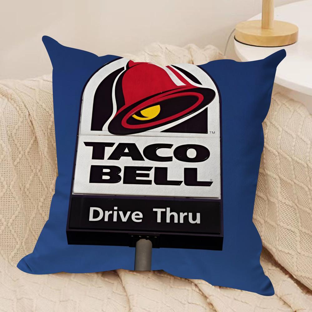 Mexican Flavor T-Taco Bell Cushion Cover Soft Plush Fabric Double-Sided Printed Sofa Cushion Cover for All Seasons Home Decor