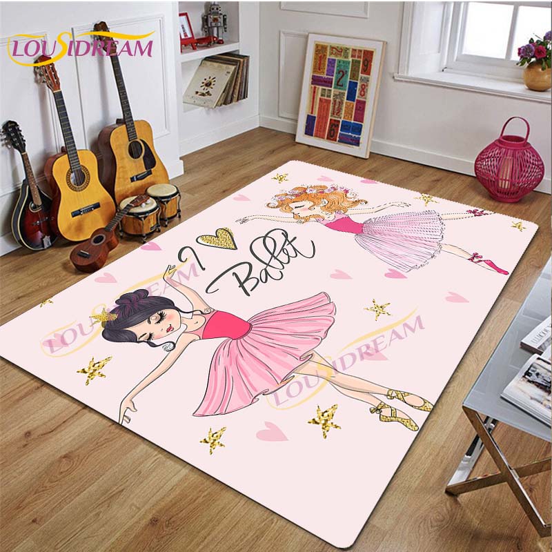 Ковер для балерины, ковер с рисунком балерины для девочек, розовые коврики для гостиной, спальни, декор для детской комнаты, декор для детской, подарок