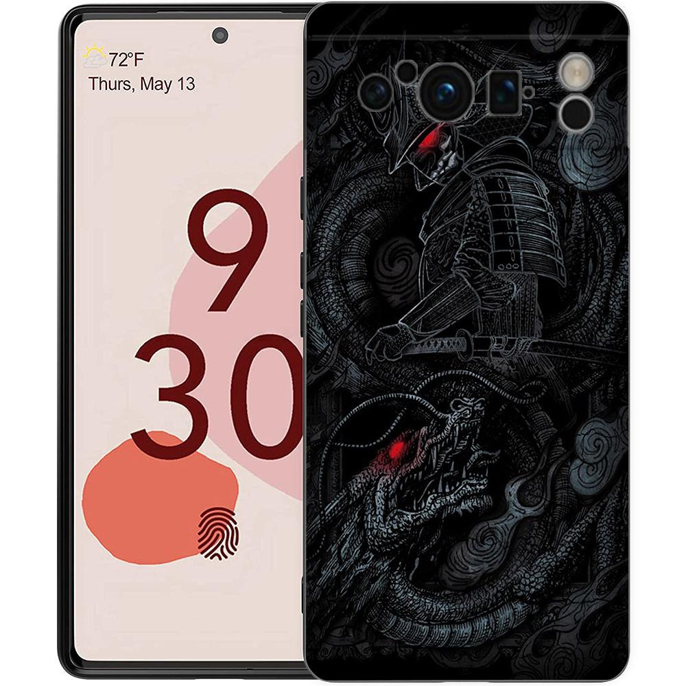 Чехол для телефона Google Pixel 8 7 6 Pro 8A 7A 6A, ТПУ-оболочка, Мягкий силикон, Ударопрочный, Черный чехол, Иллюзорный цвет, Китайский дракон