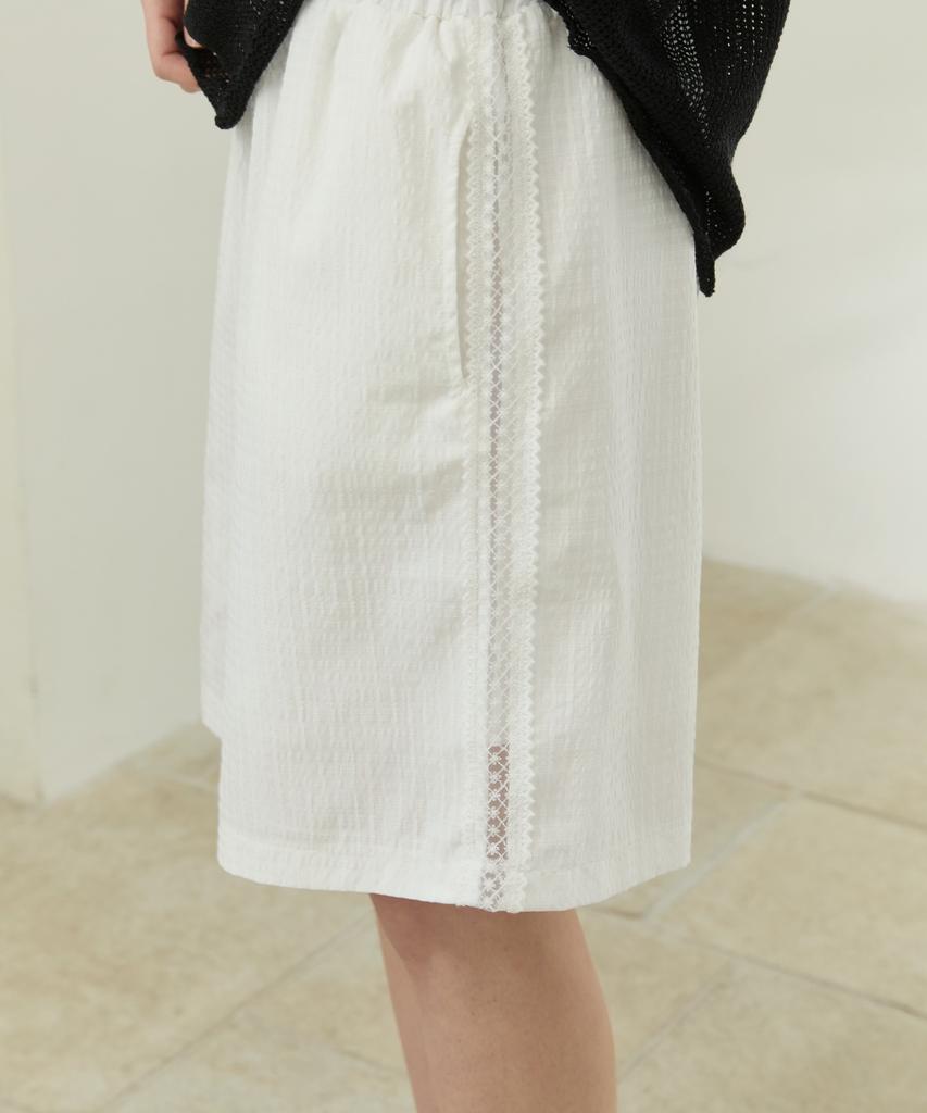Wioi Lace Check Half Pants_White