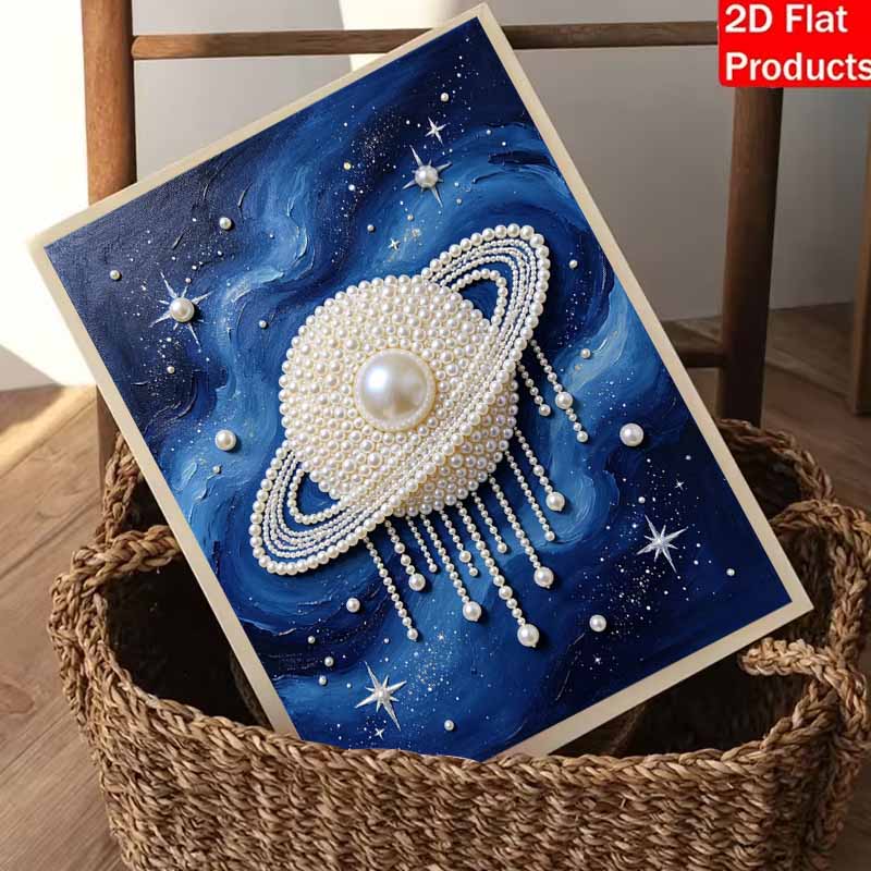 Pearl painting set 5D pearl mosaic art style celestial planet galaxy space design home wall decoration.