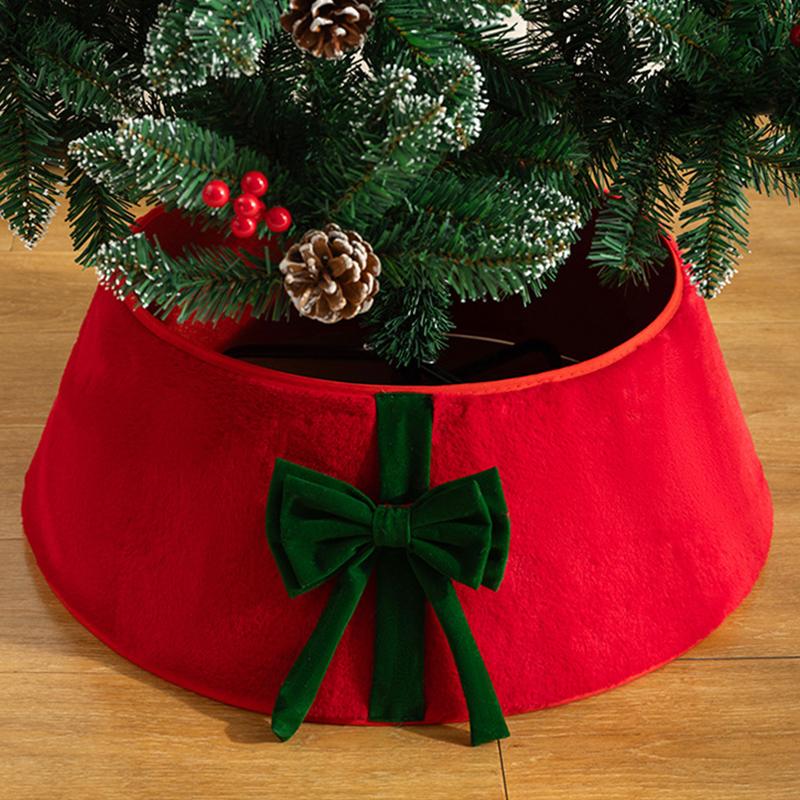 1PC Red Green White For Artificial Trees Tree Stand Base Holiday Plush Cloth Home Decor Bow Christmas Tree Collar Festival
