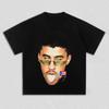 Хлопковая унисекс футболка с принтом портрета Bad Bunny, Новая 2026 Лето, Круглый вырез, Стиль Y2K, Хип-Хоп, Короткий рукав, Идеальный подарок для фаната