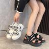 2024 Сандалии женские Маффины Туфли Сабо Эспадрильи на танкетке Платформа Туфли Новые Девушки Плоские Пляжные 2024 Белые Низкие Толстые Высокие Комфортные