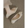 Beautiful Flower Wedding Shoes for Women In Spring and Summer 2025, Two Low Heels, Pointed Thick Heels, Shallow Mouth Single Shoes, Flat Soles, Not Ti