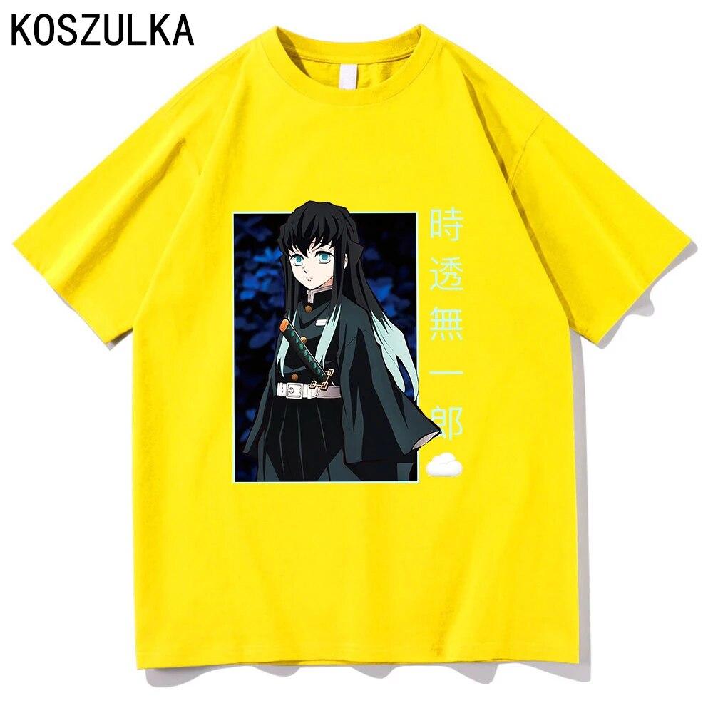 Футболка Demon Slayer Muichiro Tokito, хлопковая футболка, летние футболки Kokushibo, одежда Sudaderas, унисекс/женские толстовки в стиле хип-хоп, унисекс