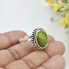 Кольцо с овальным драгоценным камнем из зеленой меди и бирюзы, дизайнерские украшения ручной работы, эффектное кольцо, серебро 925 пробы, богемное кольцо