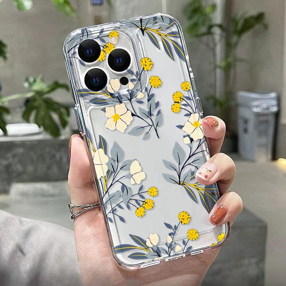 Чехол для телефона Flower для iPhone 13, чехол для iPhone 14, 15 Pro, 12, 11 Pro Max, X, XR, XS, MAX, 7, 8, 15 Plus, SE, прозрачный, мягкий, Funda