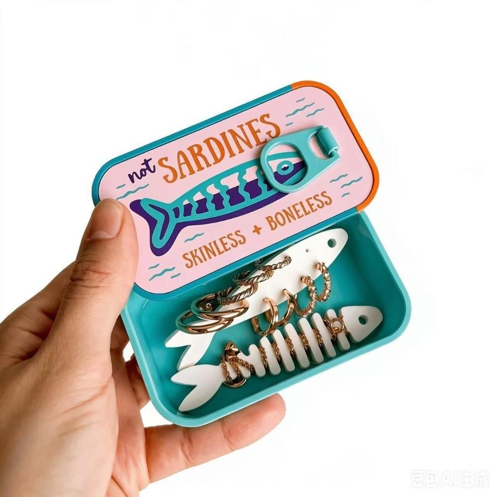 Multi Functional Sardine Tin Jewelry Box Durable Jewelry Display Organizer For Mother's Day