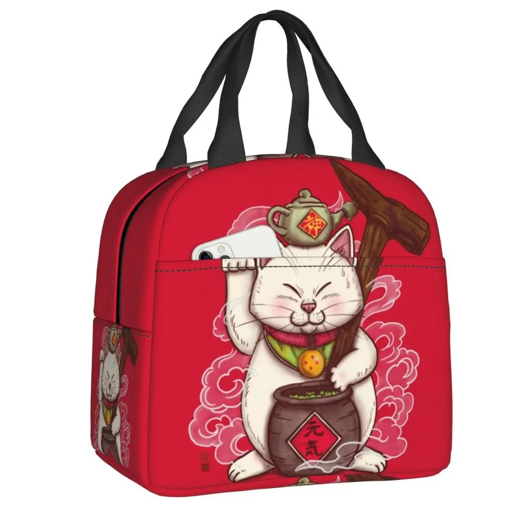 Black Cat Looking At The Full Moon Insulated Lunch Tote Bag for Women Animal Cartoon Portable Thermal Cooler Bento Box