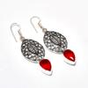 Mozambique Garnet Gemstone Handmade 925 Silver Plated Jewelry Earring 2.27"
