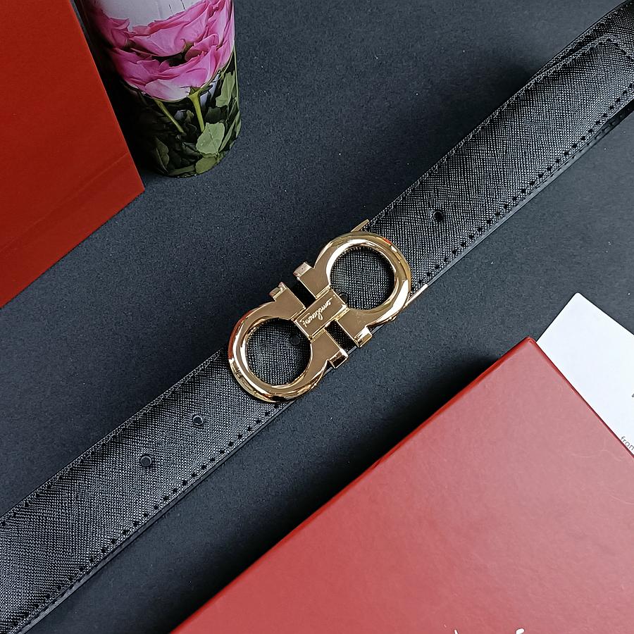 Salvatore Ferragamo 3.3cm Men's Belt Luxury Brand Designer Belt Suit Jeans Formal Brand Toothpick Pattern