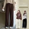 Corduroy High-Waist Wide-Leg Commuter Pants for Women - Plus Size
