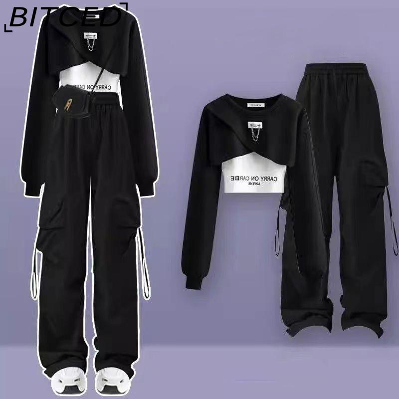 BITCED Dopamine Cool и Cool Salt Style Girl Крутые и стильные уличные рабочие брюки, костюм для горячей девушки, школьная форма, толстовка с капюшоном из трех частей