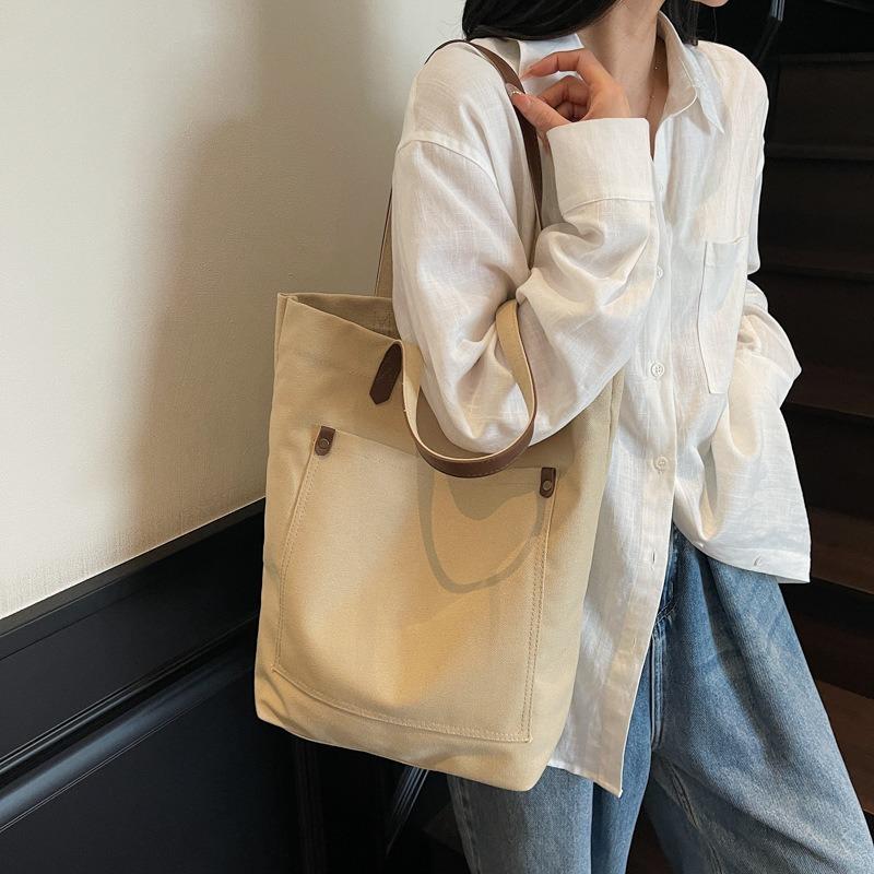 Shoulder Bag Women's Tide Large-capacity Canvas Bag Simple Handbag Student Class Bag Men's and Women's Tote Bag