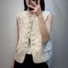 Весна 2025 Высококачественный кружевной жилет без рукавов в китайском стиле
