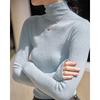 Women's Soft Blue Knit Turtleneck Pullover Sweater Top