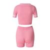 Women's Cotton Casual Outfits Crewneck Short Sleeve 2 Piece Short Set Pajamas