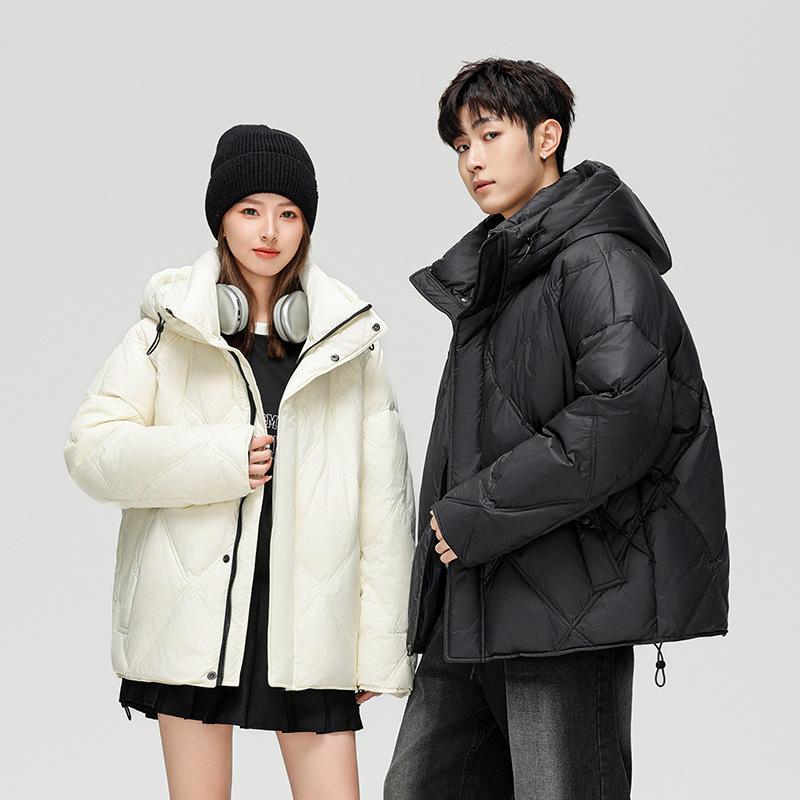 Men's Solid Color Trendy Couple Down Jacket Men's Versatile Casual Autumn and Winter New Thick Warm Hooded Down