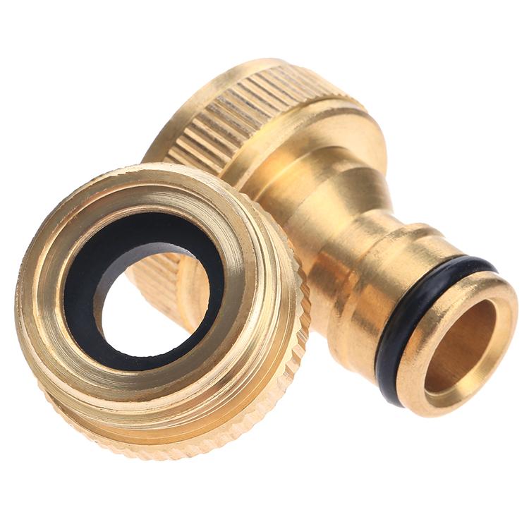 2-in-1 Brass Hose Tap Connector 1/2" & 3/4" BSP Garden Hose Tap Gardening Faucet Adapter for Gardening Hose Washing Machine 1pc