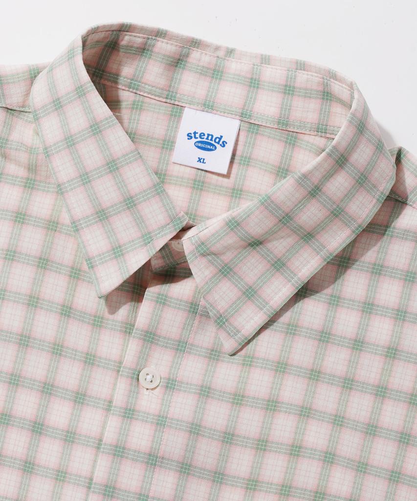 STENDS [M~4Xl] All Day Check Oversized Short Sleeve Shirt_St02 Pink