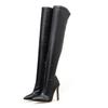 Fashion Sexy Thigh High Over The Knee Leather Boots for Womens Pointed Toe 11.5cm High Heels Stiletto Autumn Winter Boots Black Shoe