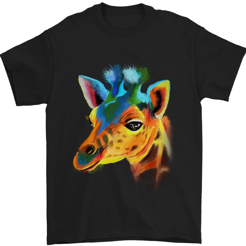 A Giraffe Watercolor T-Shirt Men's 100%, Cotton