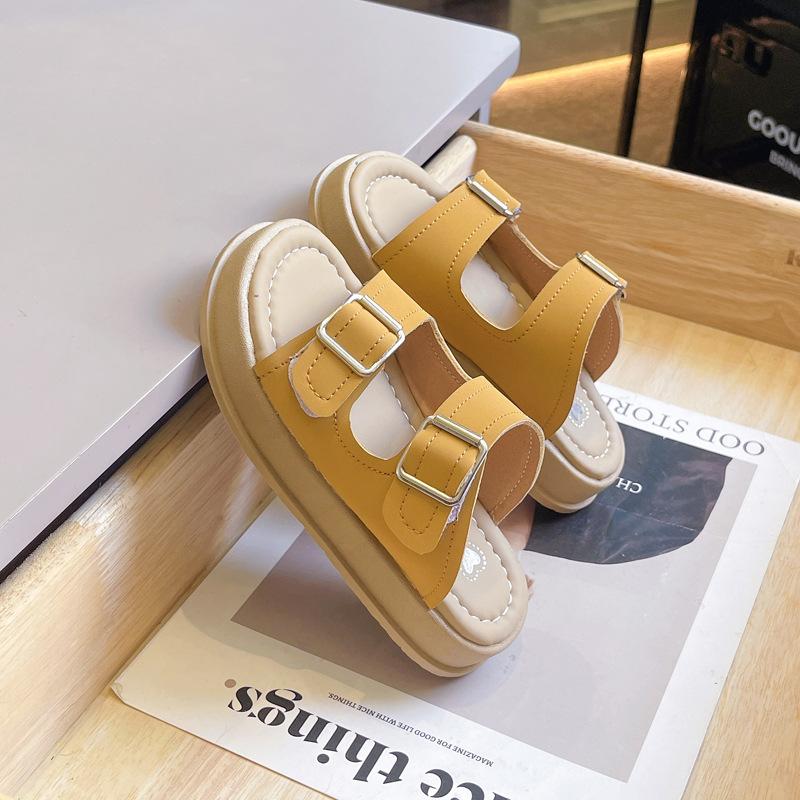 Детские тапочки Летние повседневные пляжные тапочки для девочек Модные открытые детские домашние тапочки для ванной Мюли Толстая подошва Универсальные