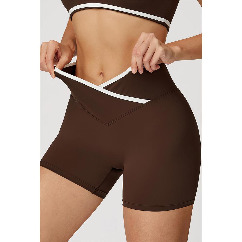 Европейские и американские йога-шорты с высокой талией и эффектом пуш-ап ягодиц - Женские трехточечные фитнес-брюки