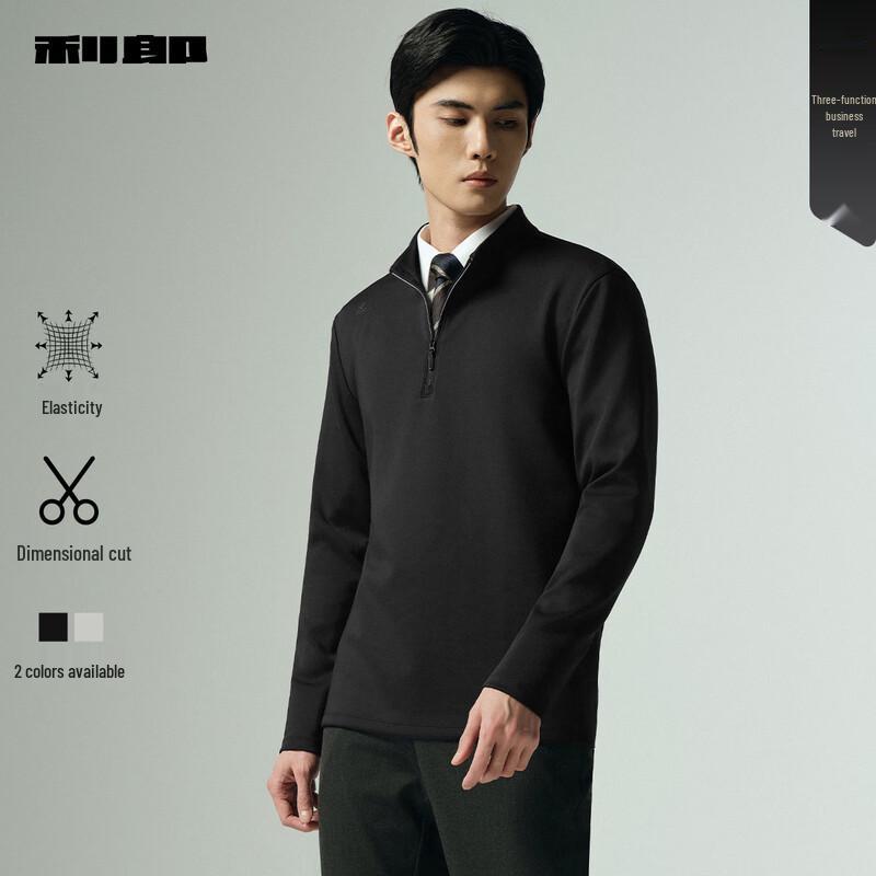 Lilang Men's Half-Zip Business Casual Long-Sleeve T-Shirt