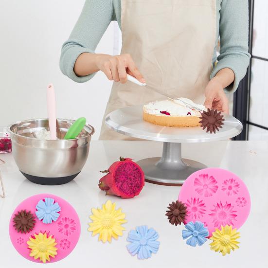 3D Sunflower Silicone Mold Non-Stick Fondant Chocolate Candy Mold Temperature-resistant Baking Molds Food Grade Cake Craft Tools