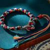 Handmade Tibetan Braided Colorful Rope Wristband Ethnic Style Bangle Adjustable Pulling Rope Wristchain